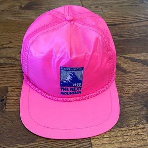 Vintage 1990 Sequent The Next Mountain Neon Velcro Trucker Hat